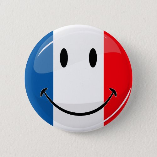 Smiling French Flag Pinback Button