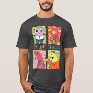 Smiling Friends Pop Art Character Grid Funny Carto T-Shirt