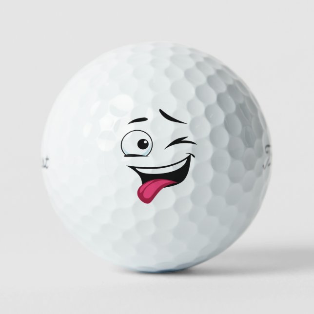 Smiling frisky feelings Emoticon Golf Balls (Front)