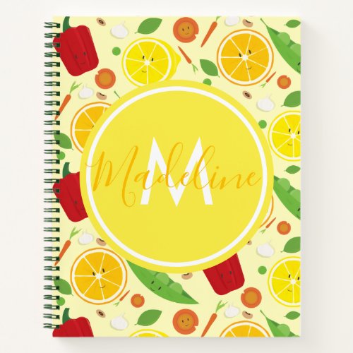 Smiling Fruit Vegetable Pattern Recipe Book