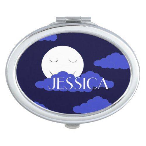 Smiling Full Moon with Clouds Compact Mirror