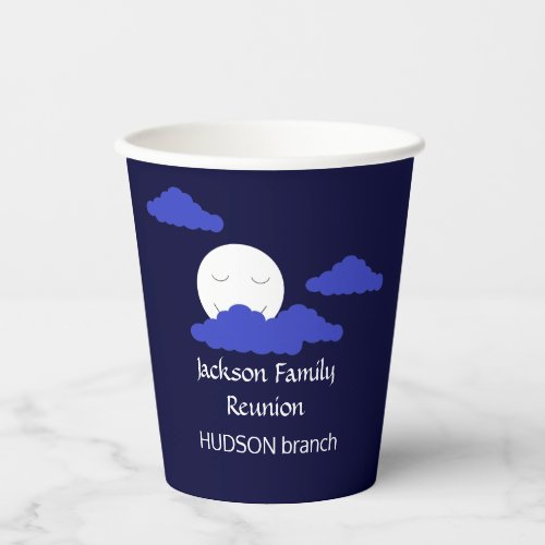 Smiling Full Moon with Clouds  Family Reunion  Paper Cups