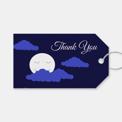 Smiling Full Moon with Clouds Gift Tags