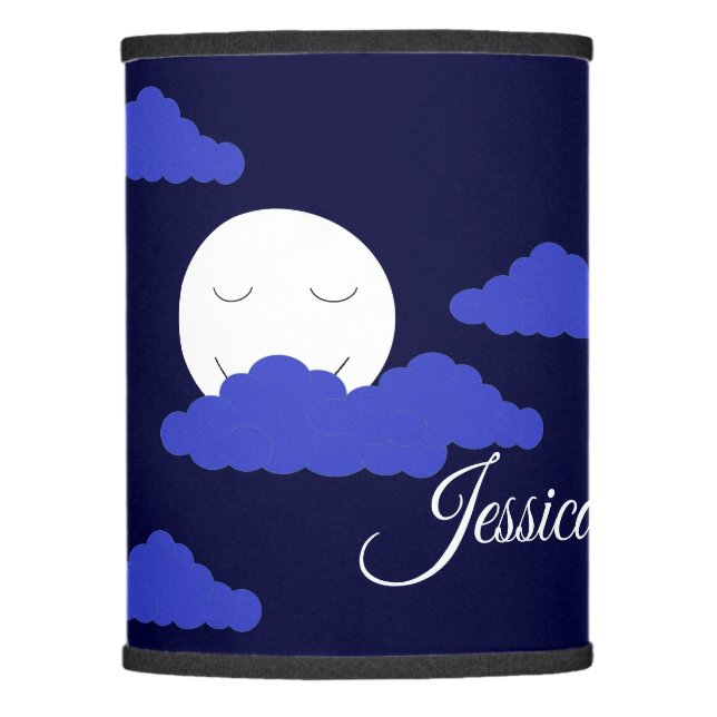 Smiling Full Moon with Clouds: Lamp Shade (Front)