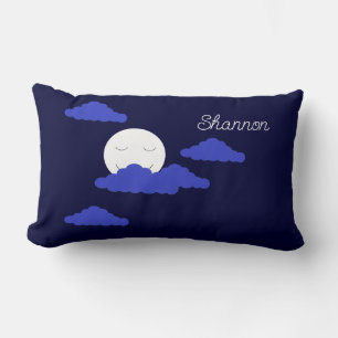 Smiling Full Moon with Clouds: Lumbar Pillow