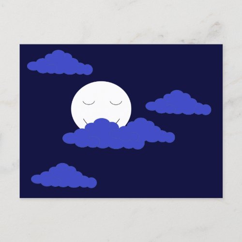 Smiling Full Moon with Clouds Postcard