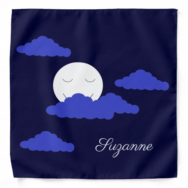 Smiling Full Moon with Dark Clouds Bandana (Front)