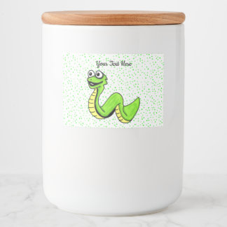 Smiling Fun Bright Green Snake on Polka Dots Food Label