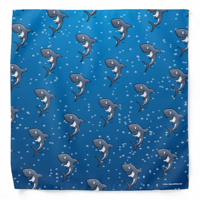 Smiling Funny Shark - Blue Bandana (Front)