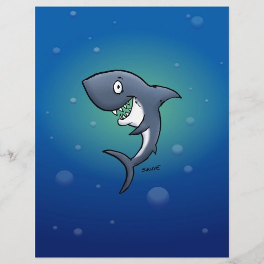 Smiling Funny Shark on Blue Background (Front)