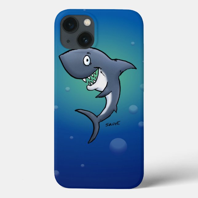 Smiling Funny Shark on Blue Background Case-Mate iPhone Case (Back)