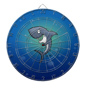 Smiling Funny Shark on Blue Background Dart Board