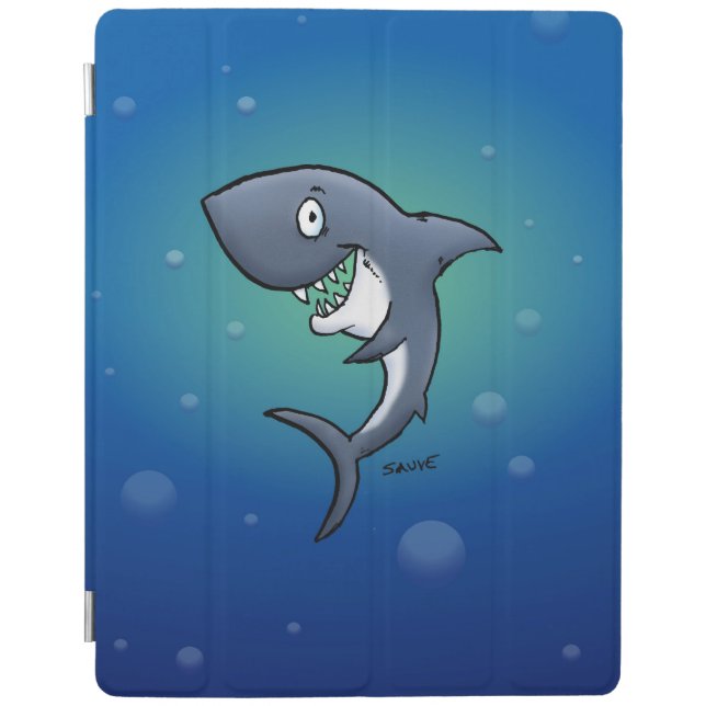 Smiling Funny Shark on Blue Background iPad Smart Cover (Front)