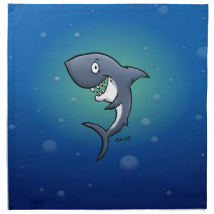 Smiling Funny Shark on Blue Background Napkin