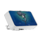 Smiling Funny Shark on Blue Background Portable Speaker (Side)