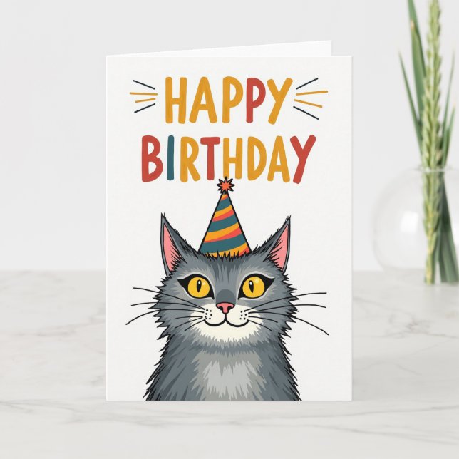 Smiling Furball Party Card (Front)