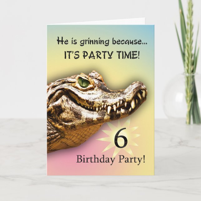 Smiling gator party invitation (Front)