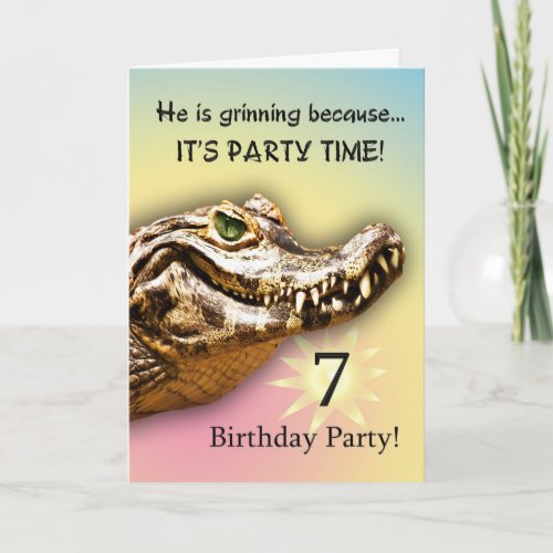 Smiling gator party invitation