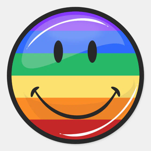 Smiling Gay Lgbt Pride Rainbow Flag Classic Round Sticker Zazzle