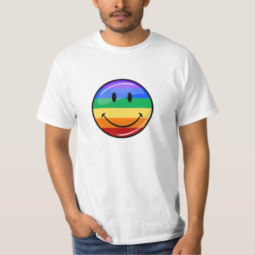 Smiling Gay Pride Flag Button Shirt T_Shirt