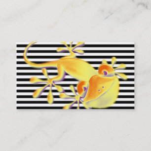 Smiling Gecko on black stripes + your text Business Card
