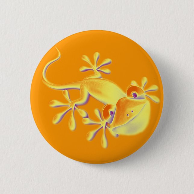Smiling Gecko - orange Pinback Button (Front)