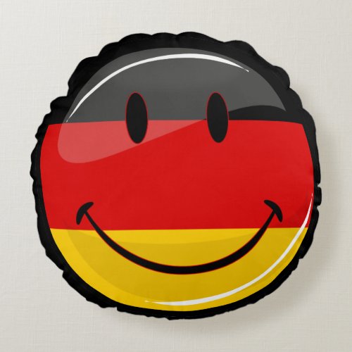 Smiling German Flag Round Pillow
