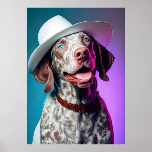 Smiling German Shorthaired Pointer Fedora Hat GSP Poster