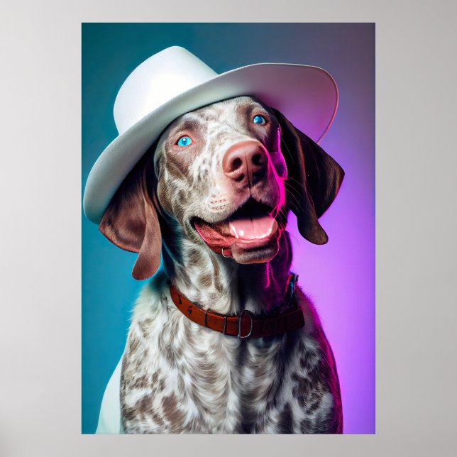 Smiling German Shorthaired Pointer Fedora Hat GSP Poster (Front)