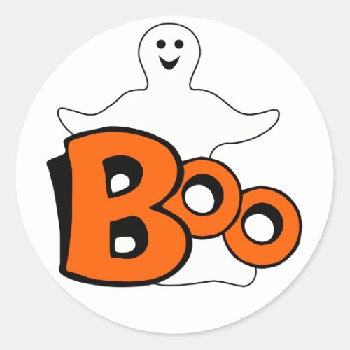 Smiling Ghost Boo Classic Round Sticker