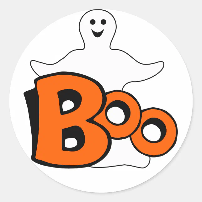 Smiling Ghost Boo Classic Round Sticker | Zazzle