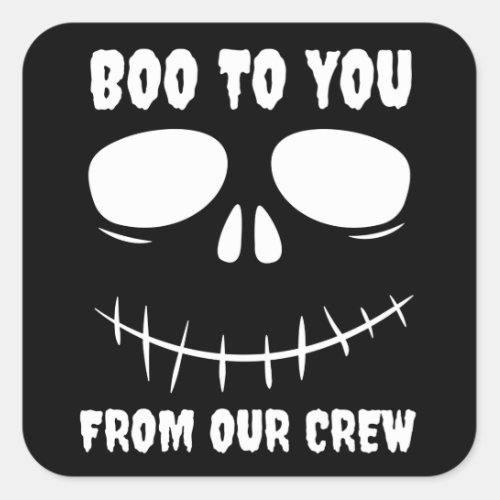 Smiling Ghost Face Funny Halloween Kids Boo To You Square Sticker