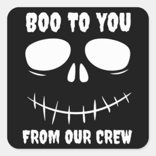Smiling Ghost Face Funny Halloween Kids Boo To You Square Sticker