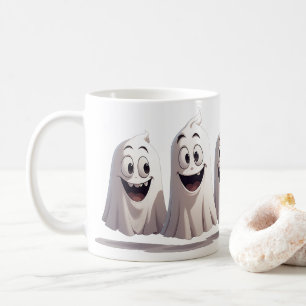 Smiling Ghost Trio Together For Halloween Fun 🍬 Coffee Mug