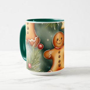 Smiling ginger breadman Christmas Pattern  Mug