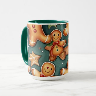 Smiling ginger breadman Christmas Pattern  Mug
