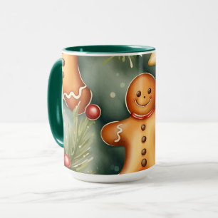 Smiling ginger breadman Christmas Pattern Mug