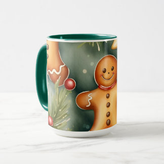 Smiling ginger breadman Christmas Pattern  Mug