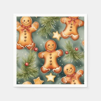 Smiling ginger breadman Christmas Pattern 