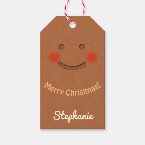 Smiling Gingerbread Cookie Gift Tags