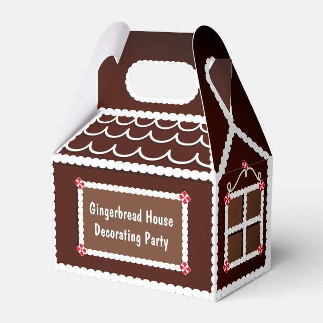 Smiling Gingerbread House chocolate peppermint Favor Boxes (Front Side)