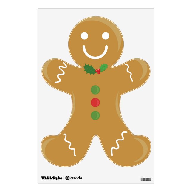Smiling Gingerbread man Wall Decal (Front)