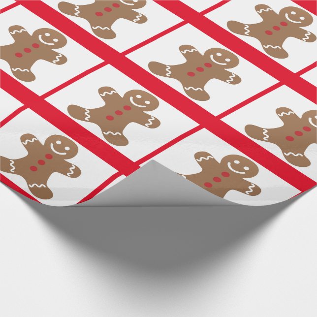 Smiling Gingerbread Man Wrapping Paper (Corner)