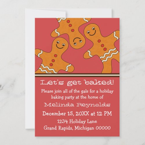 Smiling Gingerbread Men Christmas Party Invite