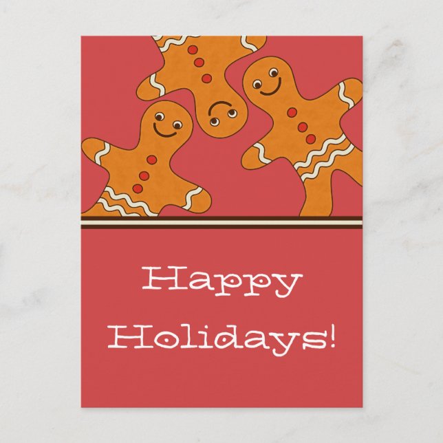 Smiling Gingerbread Men Christmas Postcard (Front)