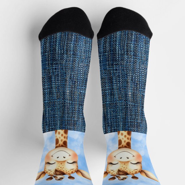 Smiling Giraffe and bird Socks (Top)