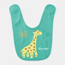 Smiling Giraffe Custom Name Baby Bib