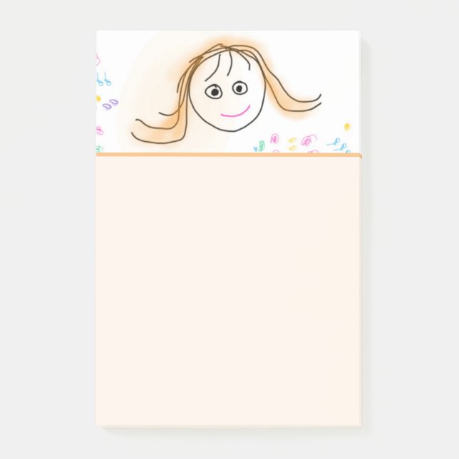 Smiling Girl Child's Drawing Notes 4" x 6" (Front)