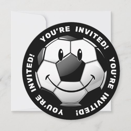 Smiling Glossy Soccer Ball Invites