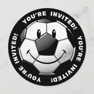 Smiling Glossy Soccer Ball Invites
